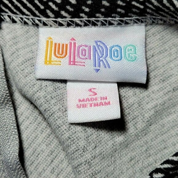 LuLaRoe Amelia Dress Size S Pockets Geometric Black White Short Sleeve Zip New - Picture 5 of 7